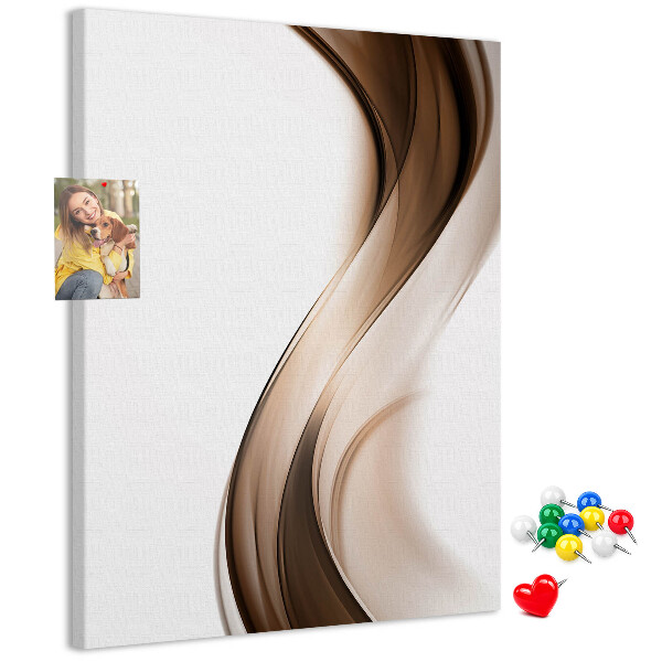 Cork notice board Elegant waves in shades of brown