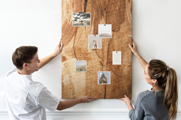 Pin board Natural wood pattern in warm shades