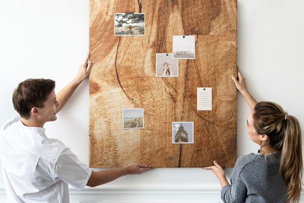 Pin board Natural wood pattern in warm shades