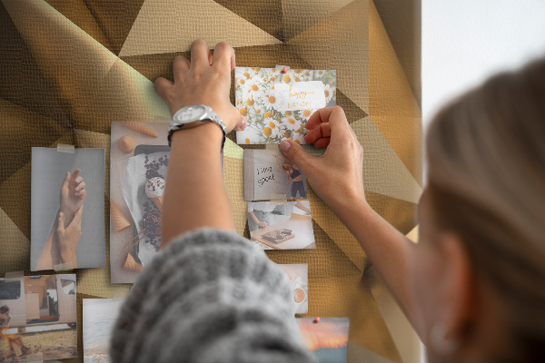 Wall cork memo board Geometric patterns in shades of brown