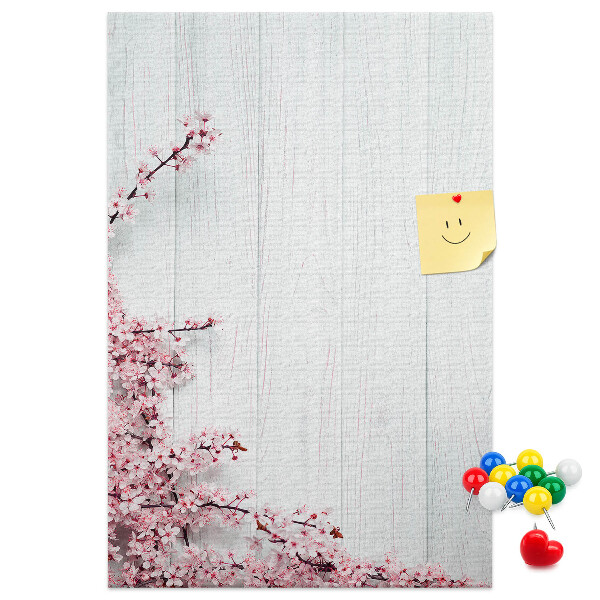 Memo cork board Floral branches on a light background