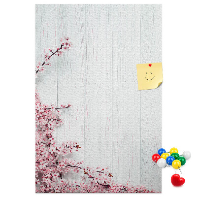 Memo cork board Floral branches on a light background