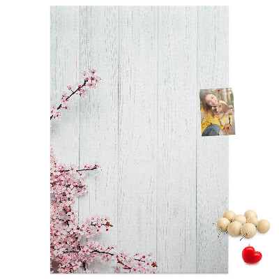 Memo cork board Floral branches on a light background
