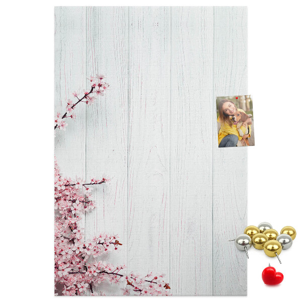 Memo cork board Floral branches on a light background