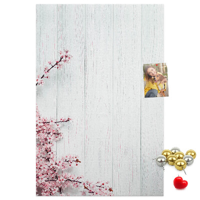 Memo cork board Floral branches on a light background