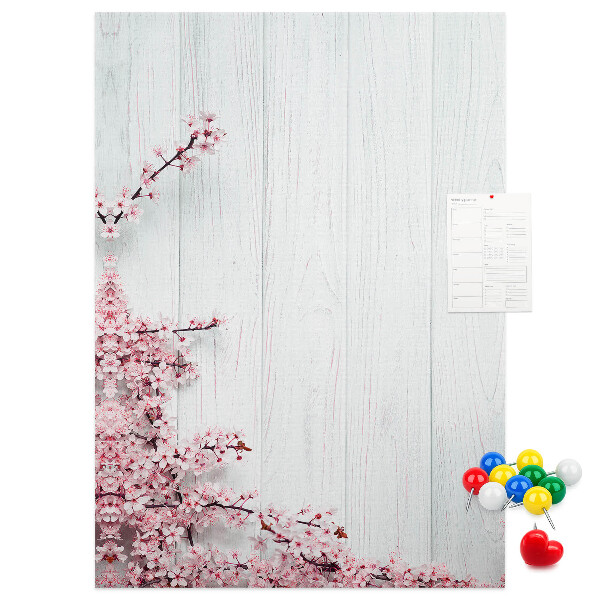 Memo cork board Floral branches on a light background