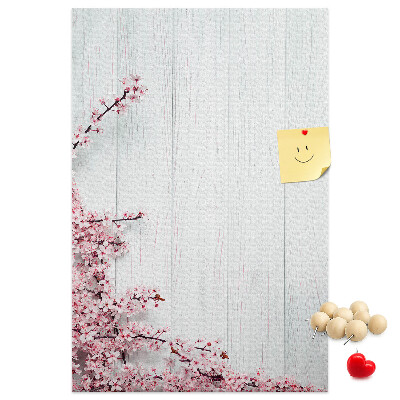 Memo cork board Floral branches on a light background