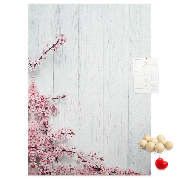 Memo cork board Floral branches on a light background