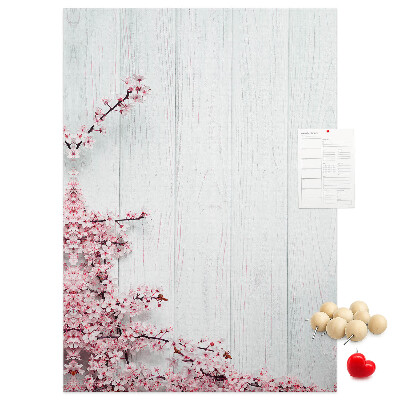 Memo cork board Floral branches on a light background