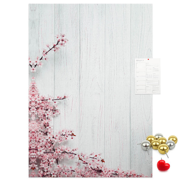 Memo cork board Floral branches on a light background