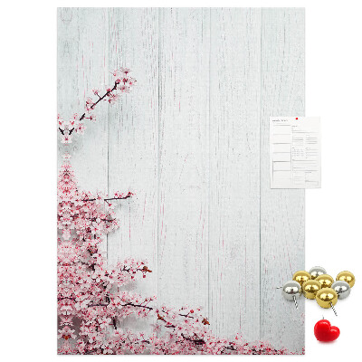 Memo cork board Floral branches on a light background