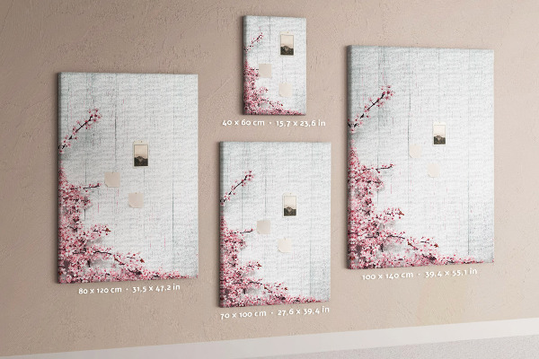 Memo cork board Floral branches on a light background