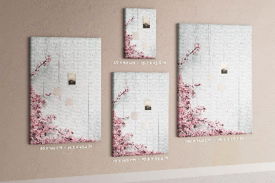 Memo cork board Floral branches on a light background