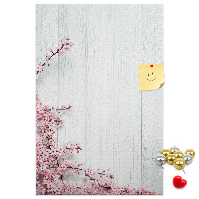 Memo cork board Floral branches on a light background