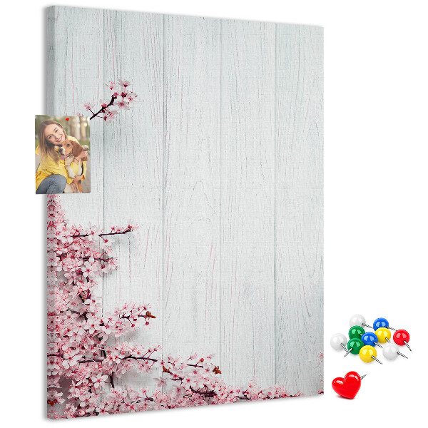 Memo cork board Floral branches on a light background