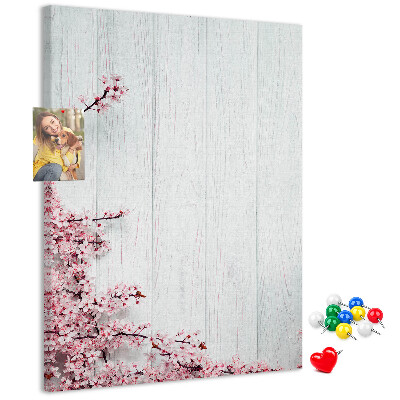 Memo cork board Floral branches on a light background
