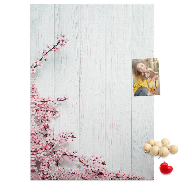 Memo cork board Floral branches on a light background