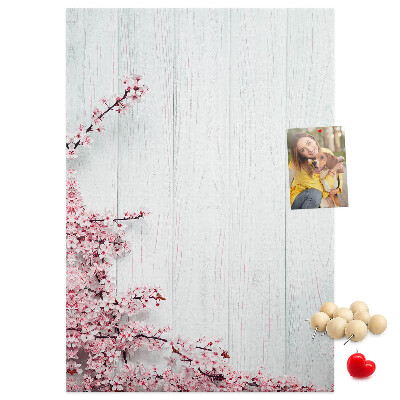 Memo cork board Floral branches on a light background