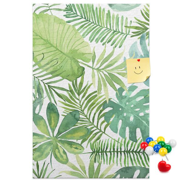 Pin board Tropical leaf pattern in shades of green