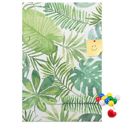 Pin board Tropical leaf pattern in shades of green
