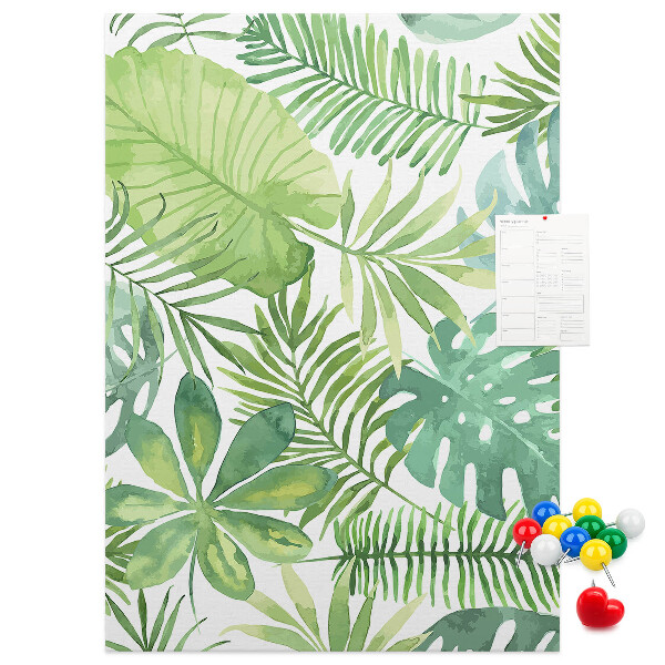 Pin board Tropical leaf pattern in shades of green