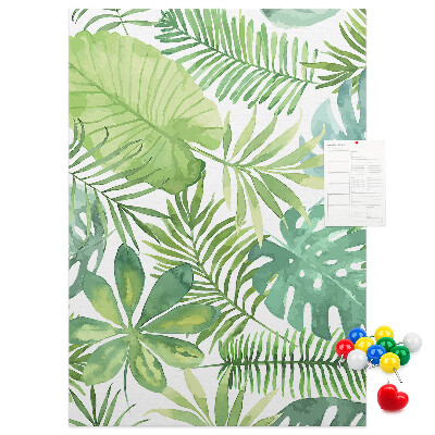 Pin board Tropical leaf pattern in shades of green