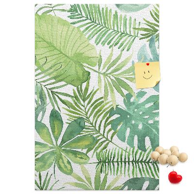 Pin board Tropical leaf pattern in shades of green