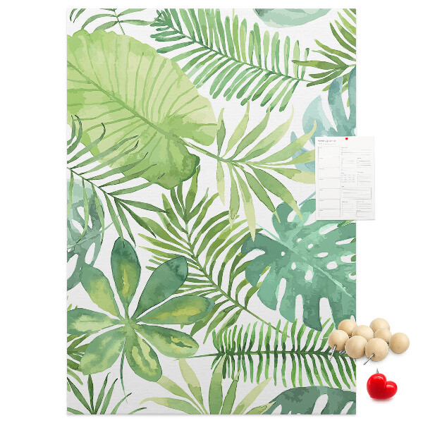 Pin board Tropical leaf pattern in shades of green