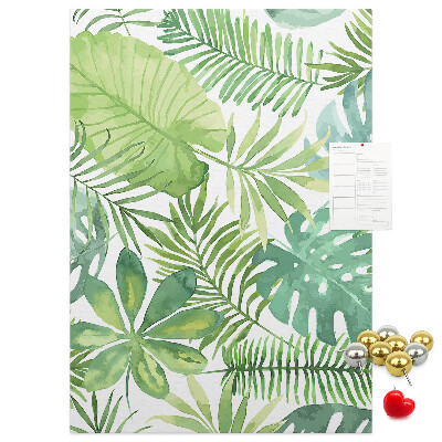 Pin board Tropical leaf pattern in shades of green