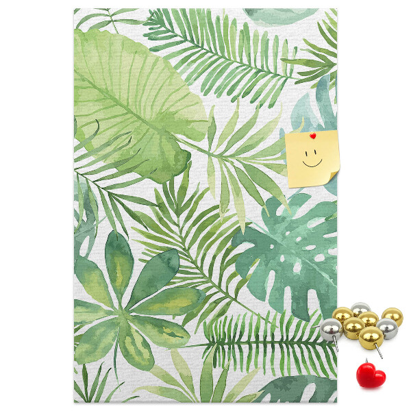 Pin board Tropical leaf pattern in shades of green