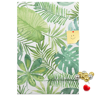 Pin board Tropical leaf pattern in shades of green
