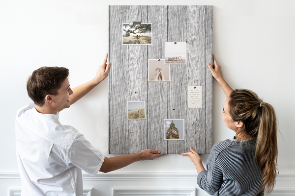 Wall cork memo board Texture of gray wooden boards for background