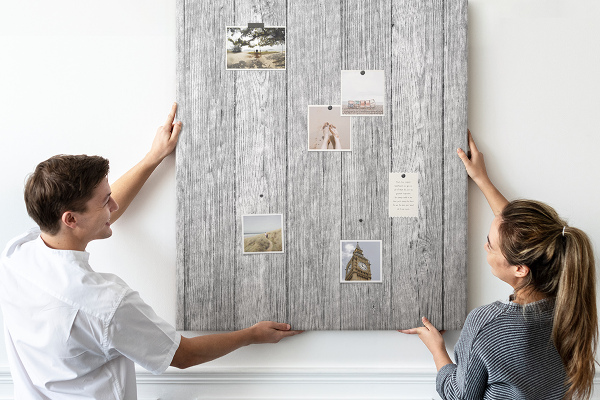 Wall cork memo board Texture of gray wooden boards for background