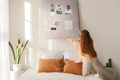 Wall cork memo board Delicate pink roses on the background.