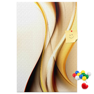 Memo cork board Elegant golden waves on a light background
