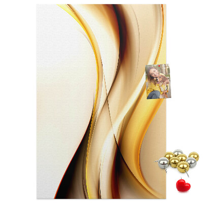 Memo cork board Elegant golden waves on a light background