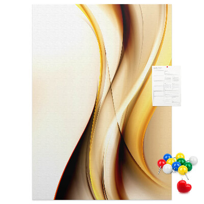 Memo cork board Elegant golden waves on a light background