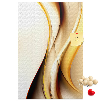 Memo cork board Elegant golden waves on a light background