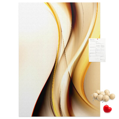 Memo cork board Elegant golden waves on a light background