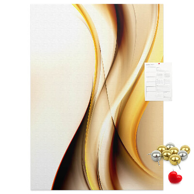 Memo cork board Elegant golden waves on a light background