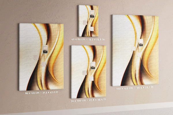 Memo cork board Elegant golden waves on a light background
