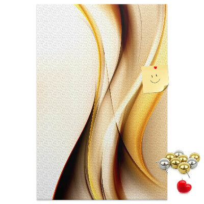 Memo cork board Elegant golden waves on a light background