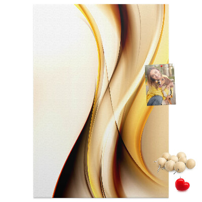 Memo cork board Elegant golden waves on a light background