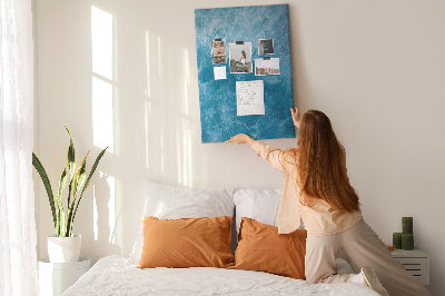 Memo cork board Ocean waves in shades of blue