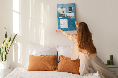 Memo cork board Ocean waves in shades of blue