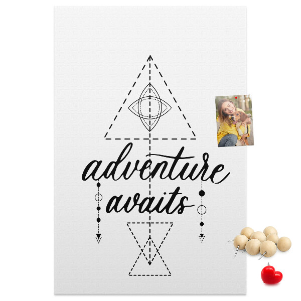 Memo cork board Geometric symbols of adventure and exploration