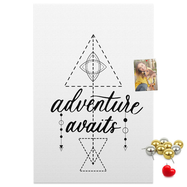 Memo cork board Geometric symbols of adventure and exploration