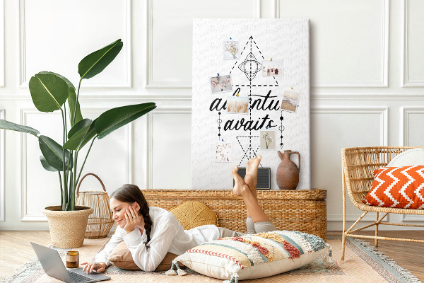 Memo cork board Geometric symbols of adventure and exploration
