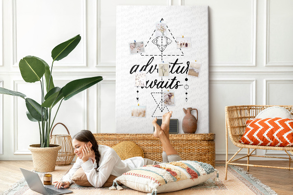 Memo cork board Geometric symbols of adventure and exploration