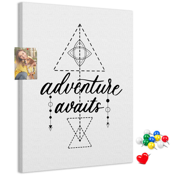 Memo cork board Geometric symbols of adventure and exploration